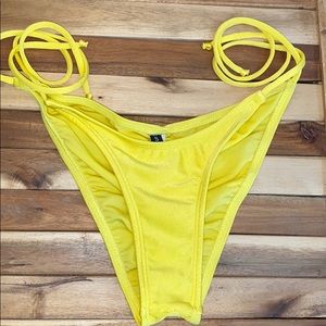 Yellow tie side bikini bottom